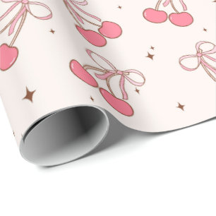 Coquette Körsbär Rosa Slinga Flickig Presentpapper
