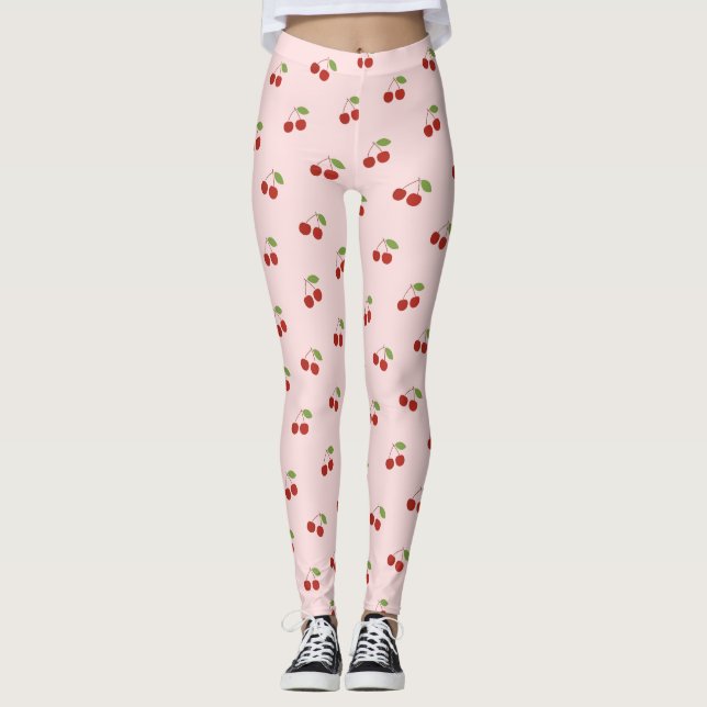 Coquette Körsbärsmönster  Leggings (Framsida)