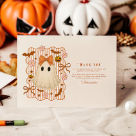 Coquette Lace Ghost Halloween 1st Birthday Tack Kort