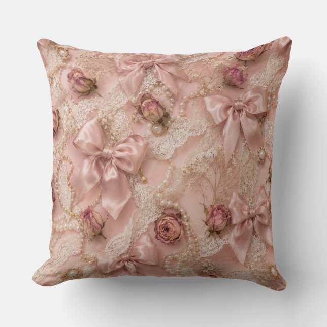 Coquette Lace & Pearls Pillow Kudde (Framsida)