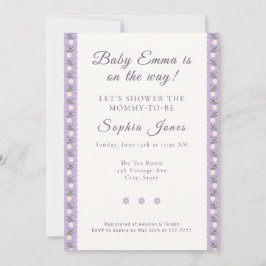 Coquette Lavender Scallop Floral Inbjudningar