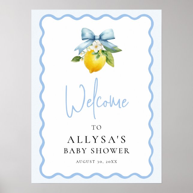 Coquette Lemon Italiano Ciao Baby Shower Välkommen Poster (Framsidan)
