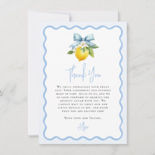 Coquette Lemon Mediterranean Vågigt Baby Shower Tack Kort