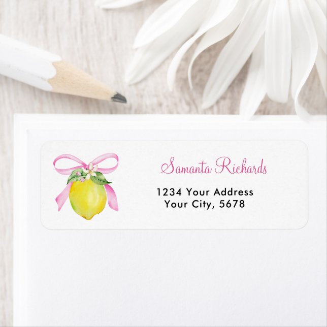 Coquette Lemon Rosa Adress Returadress Etikett (Insitu)