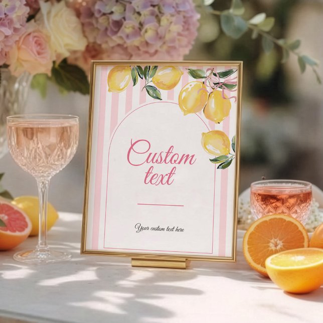Coquette Lemon Rosa Baby Shower bordsskylt Poster (Skapare uppladdad)