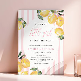 Coquette Lemon Rosa Baby Shower Inbjudan
