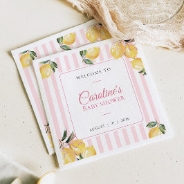 Coquette Lemon Rosa Baby Shower servetter