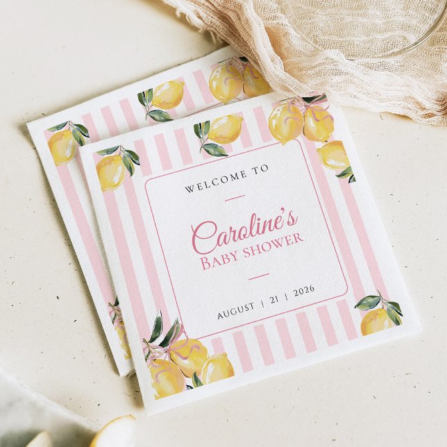 Coquette Lemon Rosa Baby Shower servetter (Skapare uppladdad)