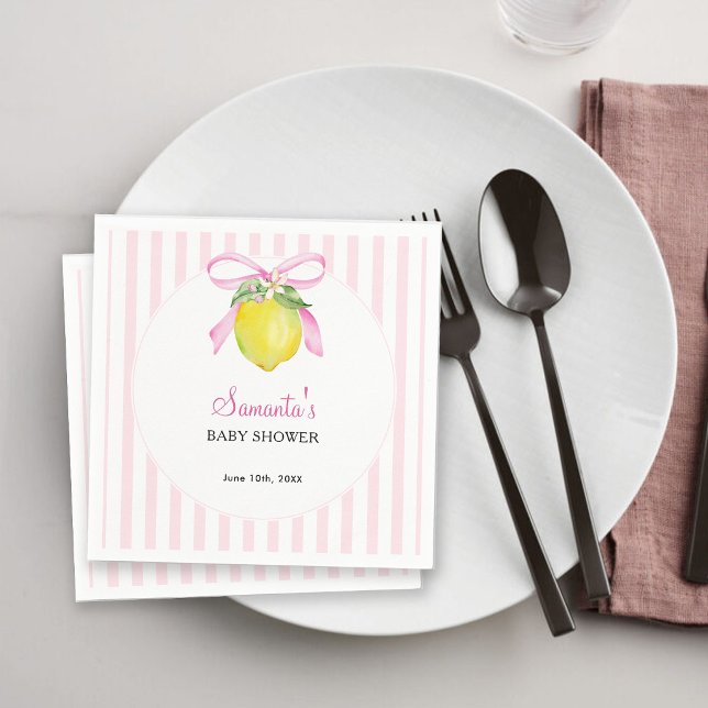 Coquette Lemon Rosa Bebis Shower Pappersservett (Skapare uppladdad)