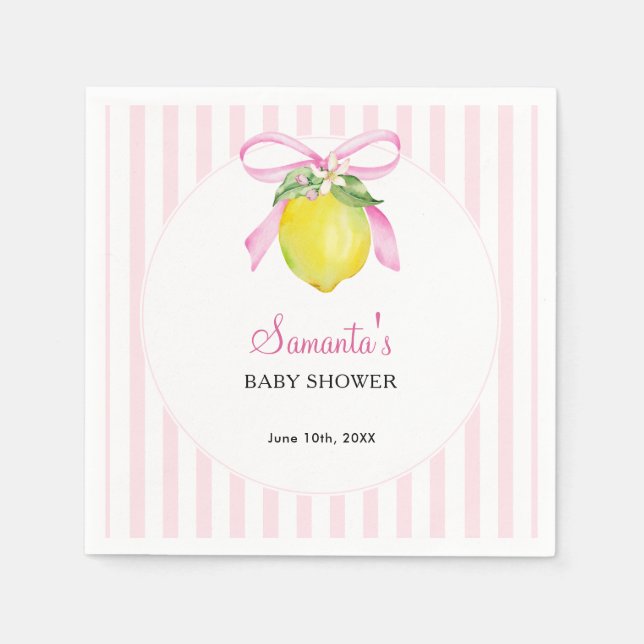 Coquette Lemon Rosa Bebis Shower Pappersservett (Framsidan)