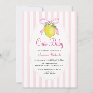 Coquette Lemon Rosa Ciao Baby Shower Inbjudningar