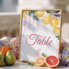 Coquette Lemon Rosa Förlossningsfest bord nummer Inbjudningar