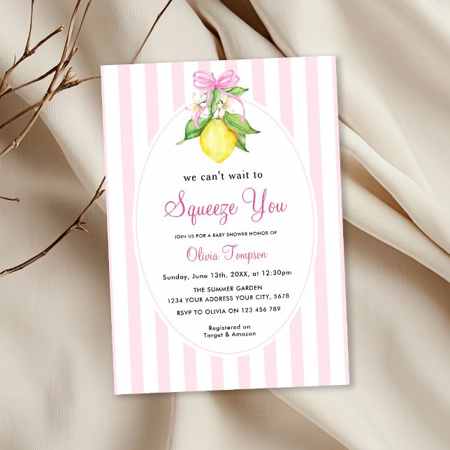 Coquette Lemon Rosa Squeeze You Baby Shower Inbjudningar (Skapare uppladdad)