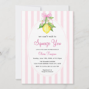 Coquette Lemon Rosa Squeeze You Baby Shower Inbjudningar