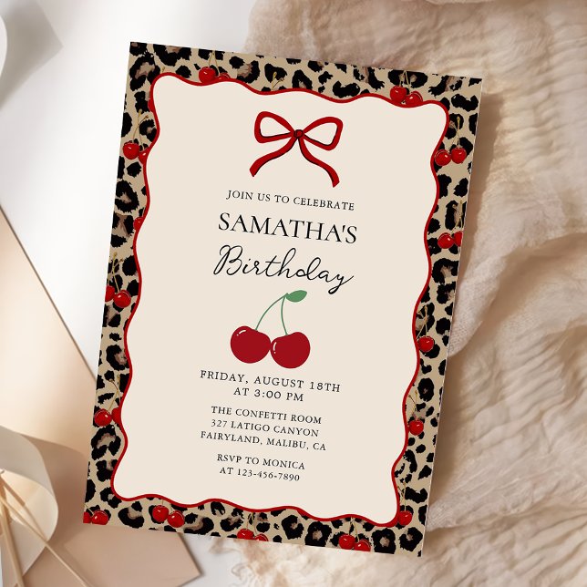 Coquette Leopard Cheetah Girl Birthday Invitation Inbjudningar (Skapare uppladdad)