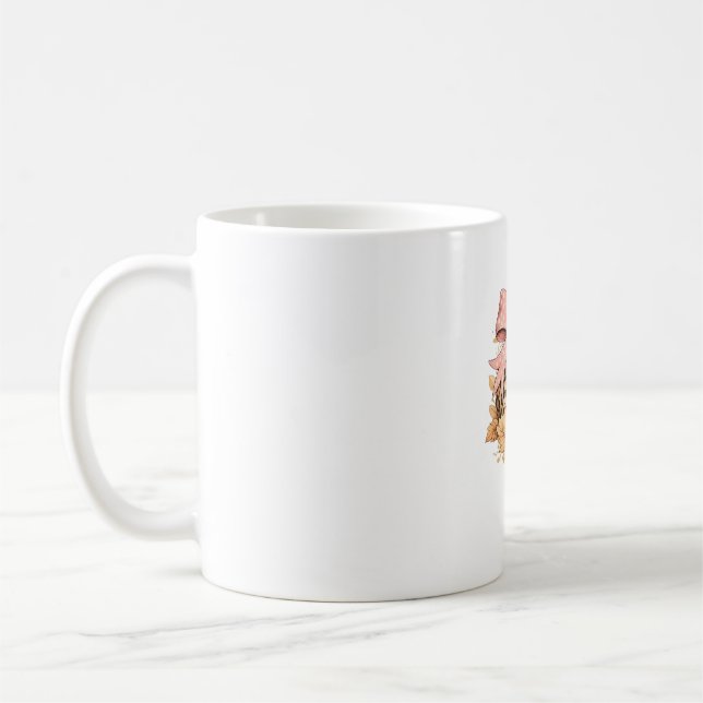 Coquette Leopard Pumpkin med Rosa Bow - Glam Fall Kaffemugg (Vänster)