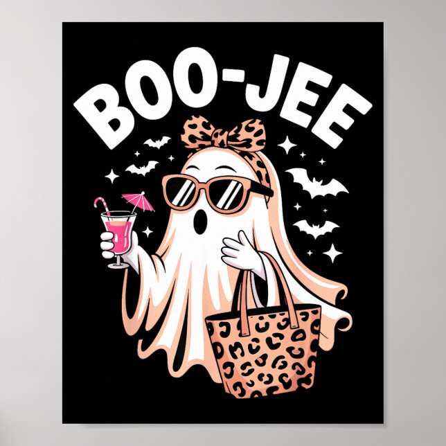 Coquette leopard spöke kaffe boo-jee halloween  poster (Framsidan)