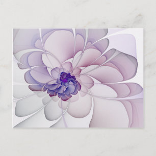 Coquette Lila Abstrakt Flower Vykort