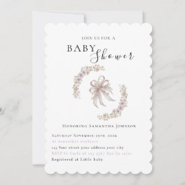 Coquette lila baby shower -inbjudan  inbjudningar