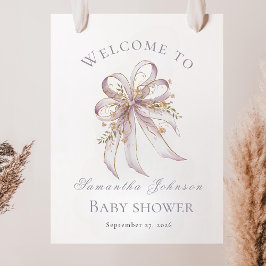 Coquette lila båge baby shower välkomstskylt ( poster