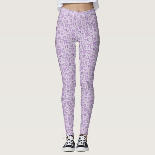Coquette Lila Bows Hand plockade Mönster Leggings (Framsida)