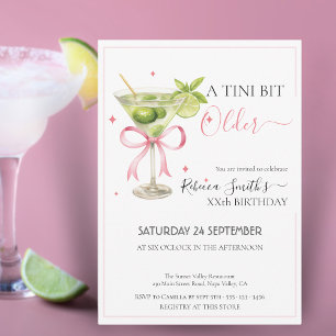 Coquette lime cocktail 'A tini bit Older' födelsed Inbjudningar
