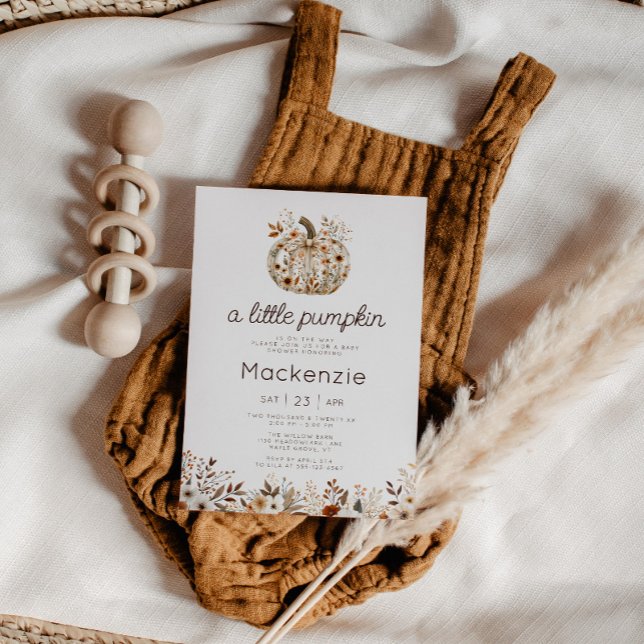 Coquette Little Pumpkin Blommigt Baby Shower Inbjudningar (Cozy in Bloom A Little Pumpkin Baby Shower invitation )
