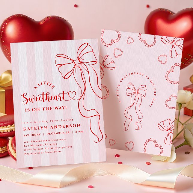 Coquette Little Sweetheart Baby Shower Invitation Inbjudningar (Skapare uppladdad)