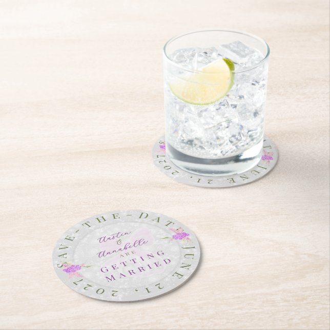 Coquette Ljust Rosa Båg Bukett Spara-datum Underlägg Papper Rund (Insitu)