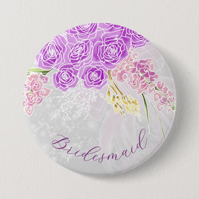 Coquette Ljust Rosa Slinga och Bukett -Brudtärna Knapp (Framsida)
