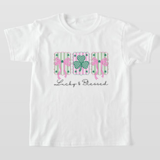 Coquette Lucky & Blessed St Patrick's Day  T Shirt