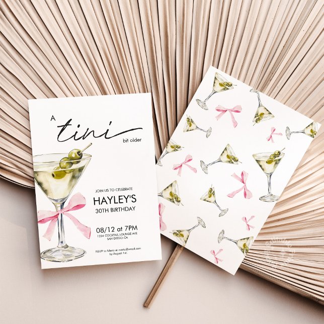 Coquette Martini Birthday a Tini Bit Older Inbjudningar (tini bit older invite coquette martini invitation)