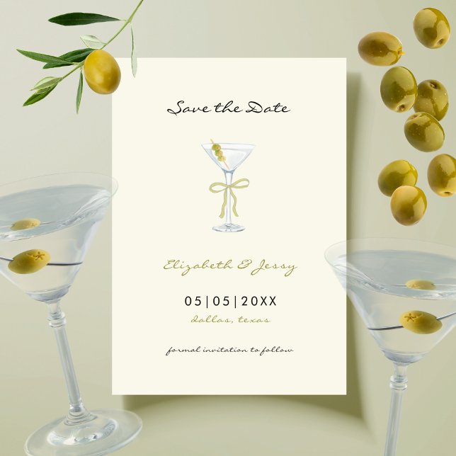 Coquette Martini Bow Handskriven Save the Date Spara Datumet (Skapare uppladdad)