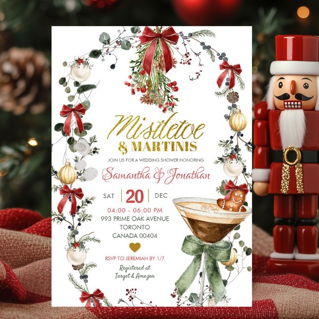 Coquette Mistletoe and Martinis Wedding Shower Inbjudningar (Skapare uppladdad)