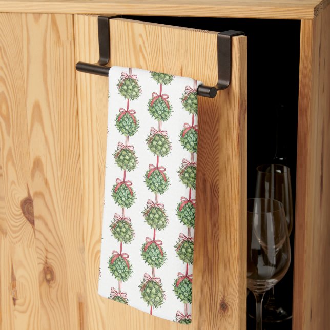 Coquette Mistletoe Watercolor jul Tea Towel Kökshandduk (Thirds Fold)