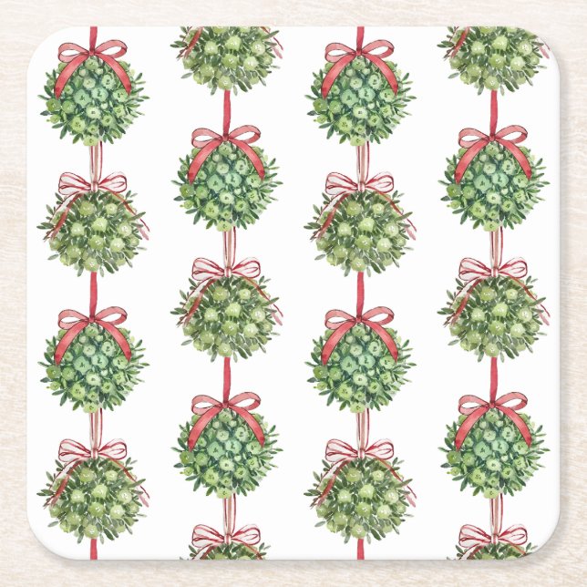 Coquette Mistletoe Watercolor jul Underlägg (Framsidan)