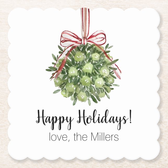 Coquette Mistletoe Watercolor jul Underlägg Papper (Framsida)