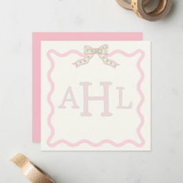 Coquette Monogram Photo Message Card Anteckningskort