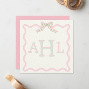Coquette Monogram Photo Message Card Anteckningskort