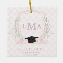 Coquette Monogram Studenten Julgransprydnad Keramik