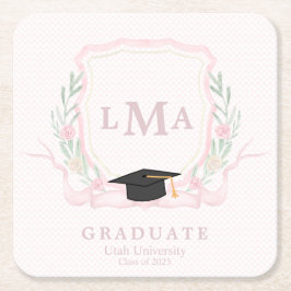 Coquette Monogram Studenten Underlägg Papper Kvadrat