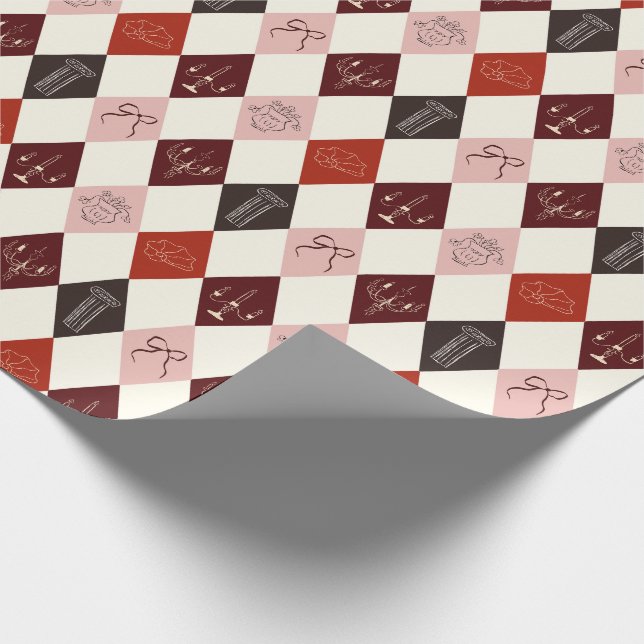 Coquette Mörk Akademi Argyle & Skiss Mönster Presentpapper (Hörn)