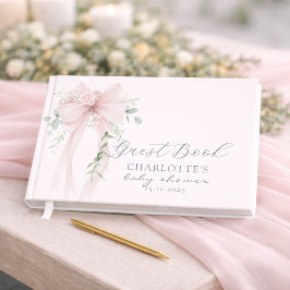 Coquette Neutral Bow Baby Shower Gästböcker