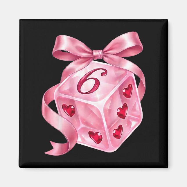 Coquette Nk Dice Bow Hearts 6 7 Preppy Valentine Y Magnet (Framsidan)