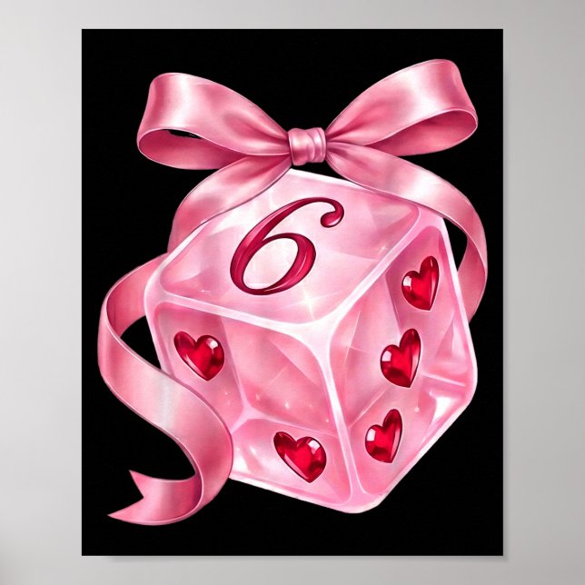 Coquette Nk Dice Bow Hearts 6 7 Preppy Valentine Y Poster (Framsidan)