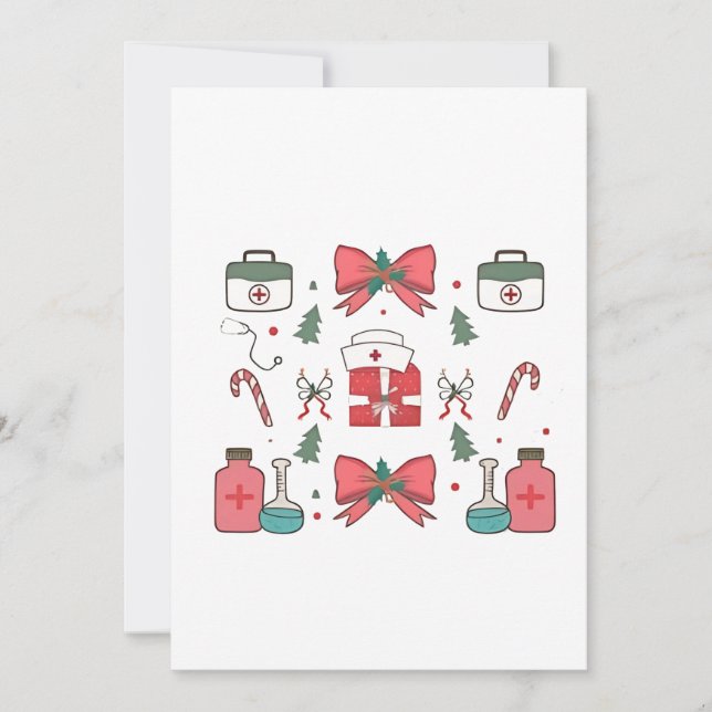 Coquette Nurse Bow Anpassningsbar Nurse Julafton j Inbjudningar (Framsida)
