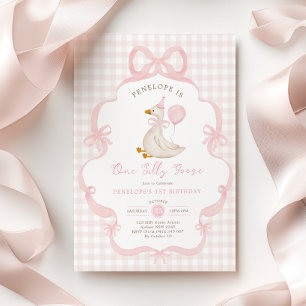 Coquette One Dumma Gås Rosa Slöja 1-årsdag Inbjudningar