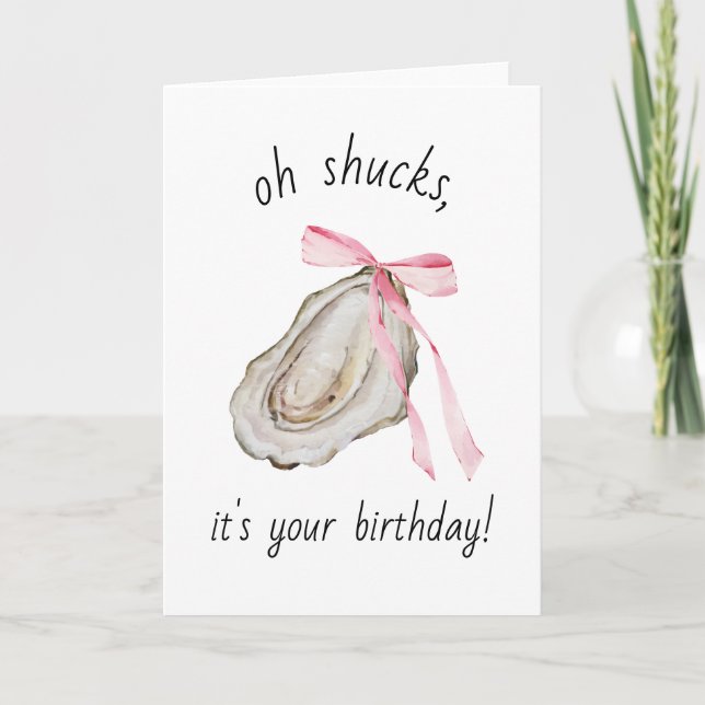 Coquette Oyster Watercolor Birthday Card Tack Kort (Framsida)