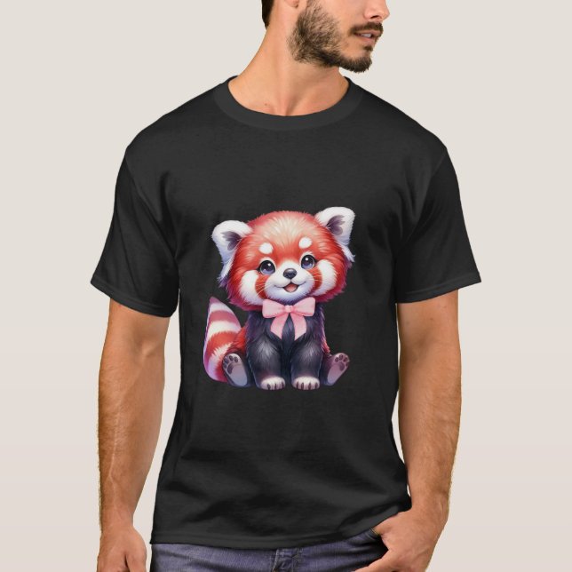 Coquette Panda Bow Simple Rosa Cute Girl Graphic T Shirt (Framsida)