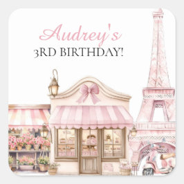 Coquette Paris Fransk Parisian Cafe Birthday Fyrkantigt Klistermärke